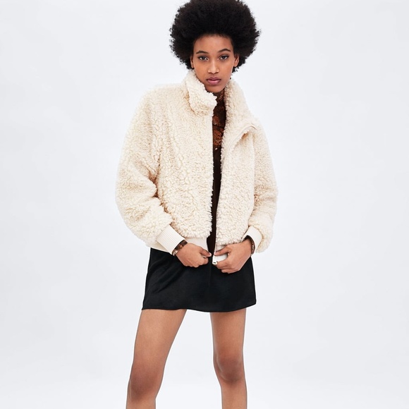 Fluffy Zara Fleece Sherpa Bomber Jacket 